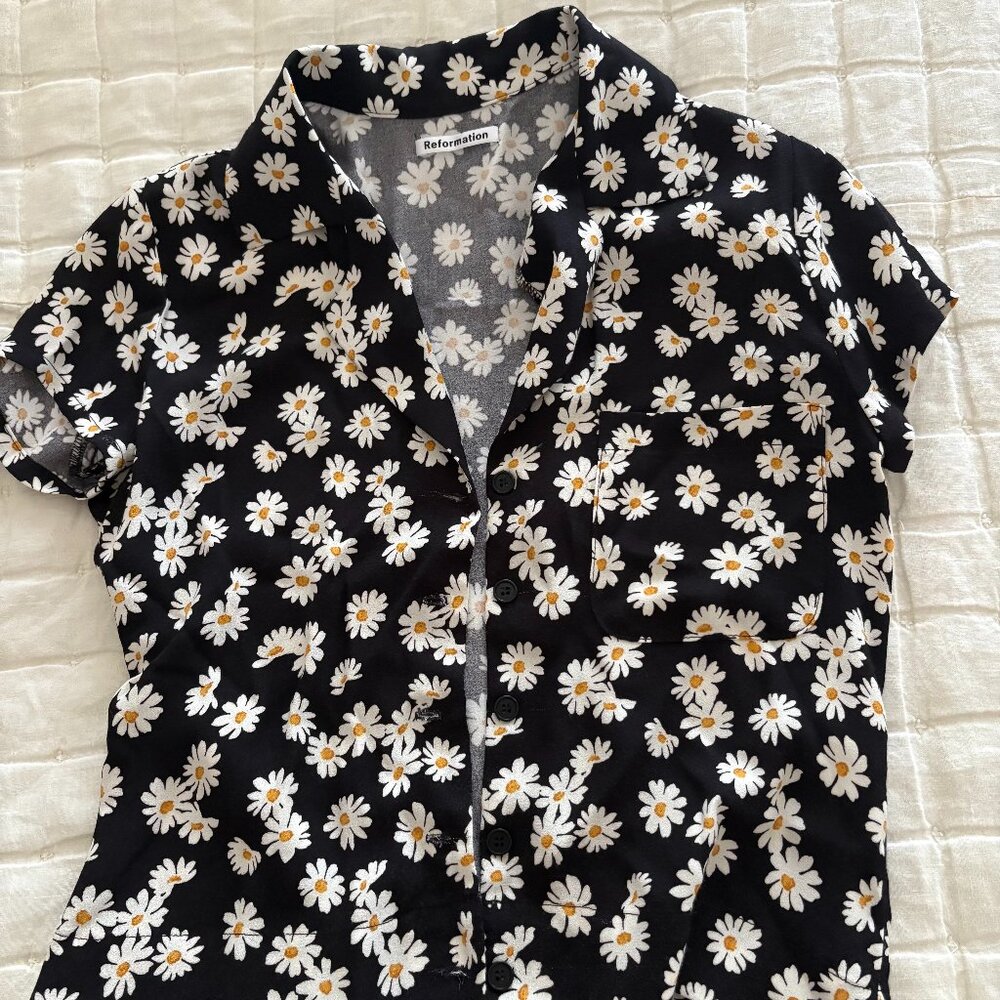 Reformation Daisy Button Down Crop Top